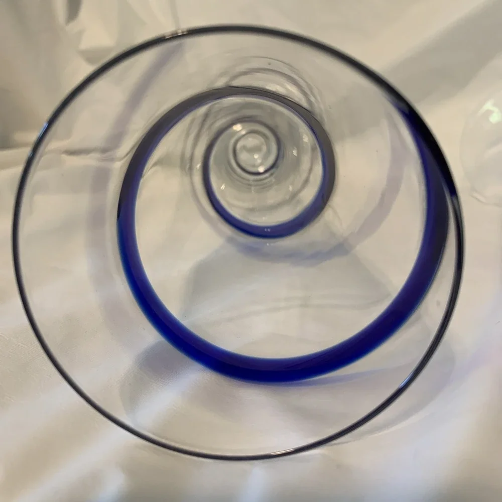 PIER 1 COBALT BLUE SWIRLINE PILSNER TALL BEER‎ GLASS SET OF 2